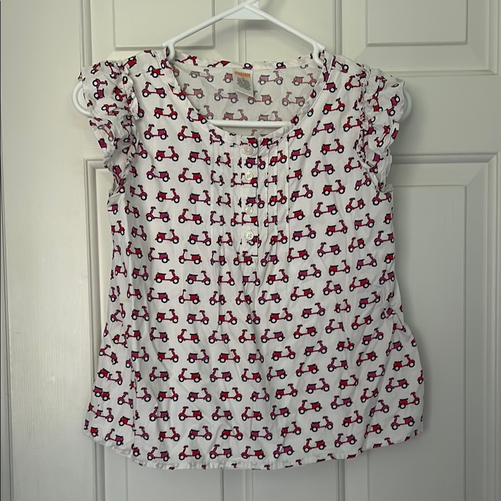 Gymboree Red and White Ruffled Cap Sleeve Blouse